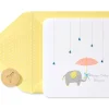 Raindrops Umbrella and Elephant Baby Shower Greeting Card