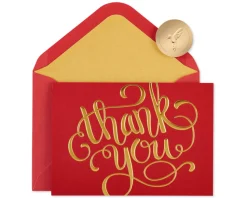 Red and Gold Thank You Holiday Boxed Cards, 12-Count