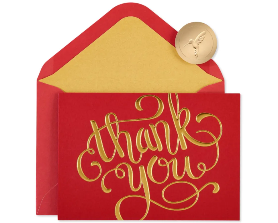 Red and Gold Thank You Holiday Boxed Cards, 12-Count