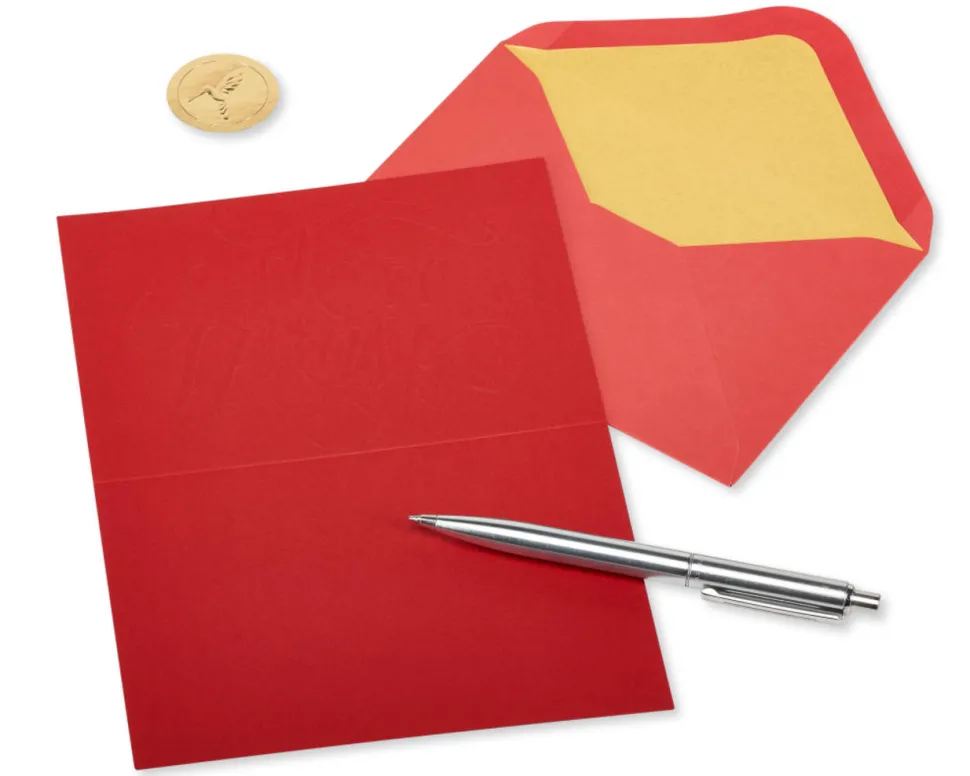 Red and Gold Thank You Holiday Boxed Cards, 12-Count