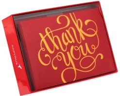 Red and Gold Thank You Holiday Boxed Cards, 12-Count