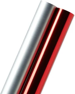 Red and Silver Holiday Wrapping Paper Rolls, 2 Rolls