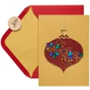 Red Glitter Holiday Ornament Christmas Cards Boxed, 8-Count