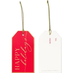 Red, Green and Gold Christmas Gift Tags, Ribbons and Bows for Gift Wrapping, 10-Count