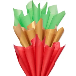 Red, Green and Gold Christmas Tissue Paper, 18 Sheets