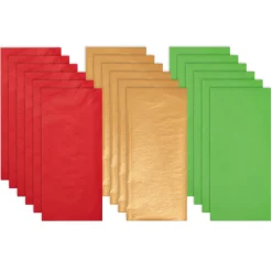 Red, Green and Gold Christmas Tissue Paper, 18 Sheets