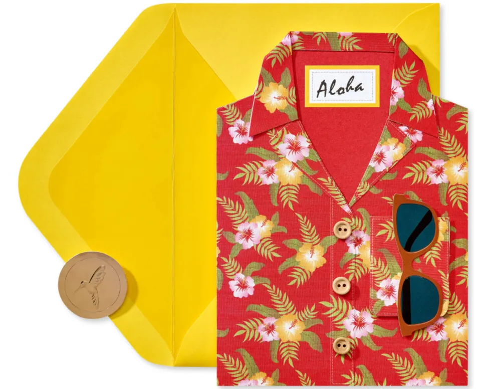 Red Hawaiian Shirt Birthday Greeting Card