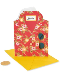 Red Hawaiian Shirt Birthday Greeting Card