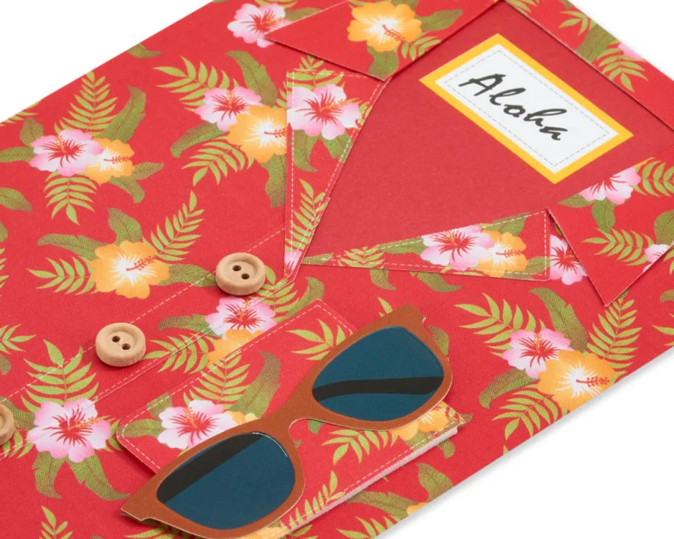 Red Hawaiian Shirt Birthday Greeting Card