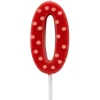 Red Polka Dots Number 0 Birthday Candle, 1-Count
