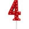 Red Polka Dots Number 4 Birthday Candle, 1-Count