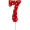 Red Polka Dots Number 7 Birthday Candle, 1-Count