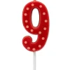 Red Polka Dots Number 9 Birthday Candle, 1-Count