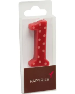 Red Polka Dots Number 1 Birthday Candle, 1-Count