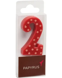 Red Polka Dots Number 2 Birthday Candle, 1-Count