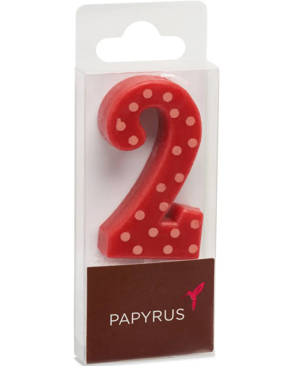Red Polka Dots Number 2 Birthday Candle, 1-Count