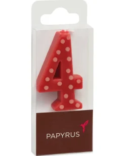 Red Polka Dots Number 4 Birthday Candle, 1-Count