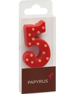 Red Polka Dots Number 5 Birthday Candle, 1-Count