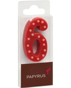 Red Polka Dots Number 6 Birthday Candle, 1-Count