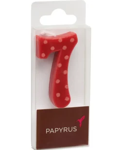 Red Polka Dots Number 7 Birthday Candle, 1-Count