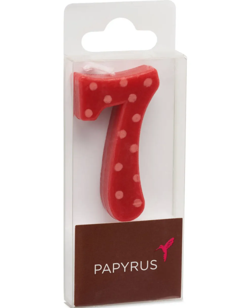 Red Polka Dots Number 7 Birthday Candle, 1-Count