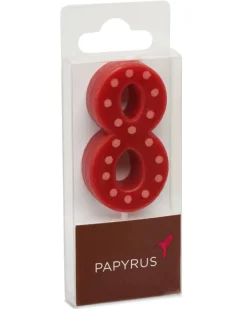 Red Polka Dots Number 8 Birthday Candle, 1-Count