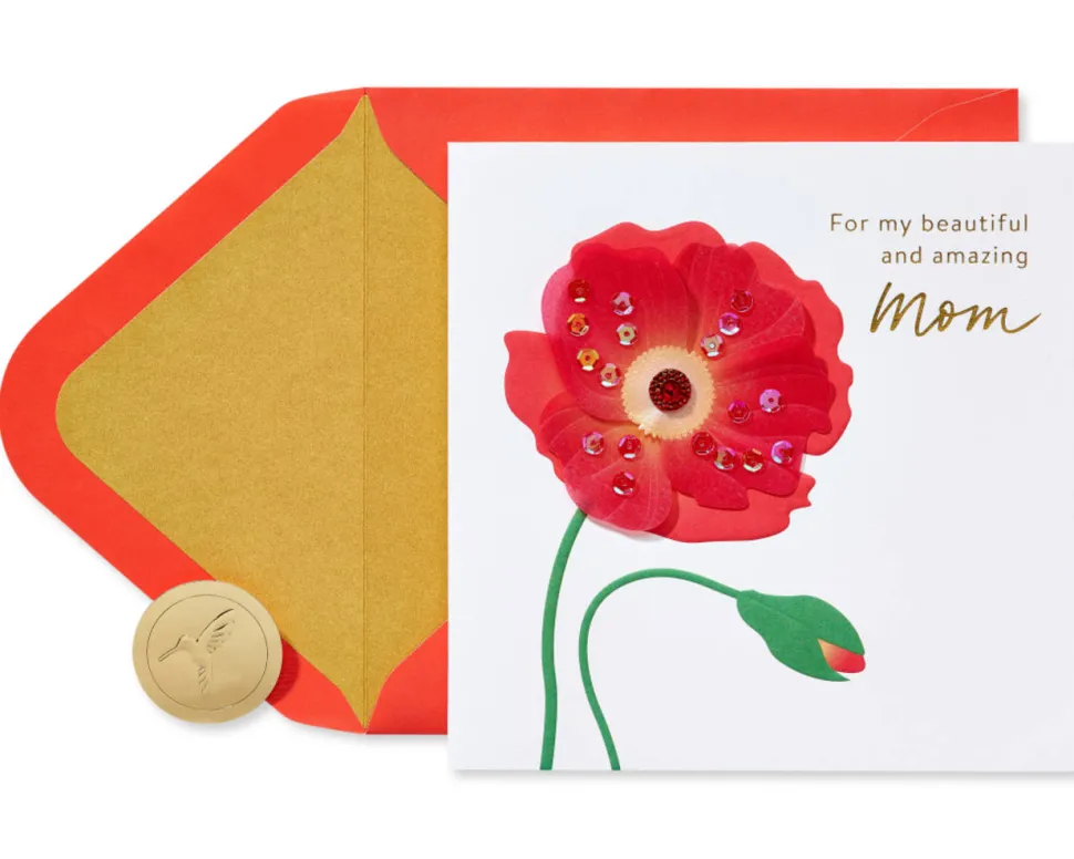 Red Poppy Birthday Greeting Card for Mom