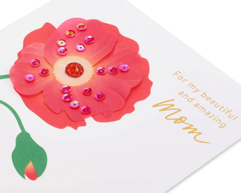 Red Poppy Birthday Greeting Card for Mom