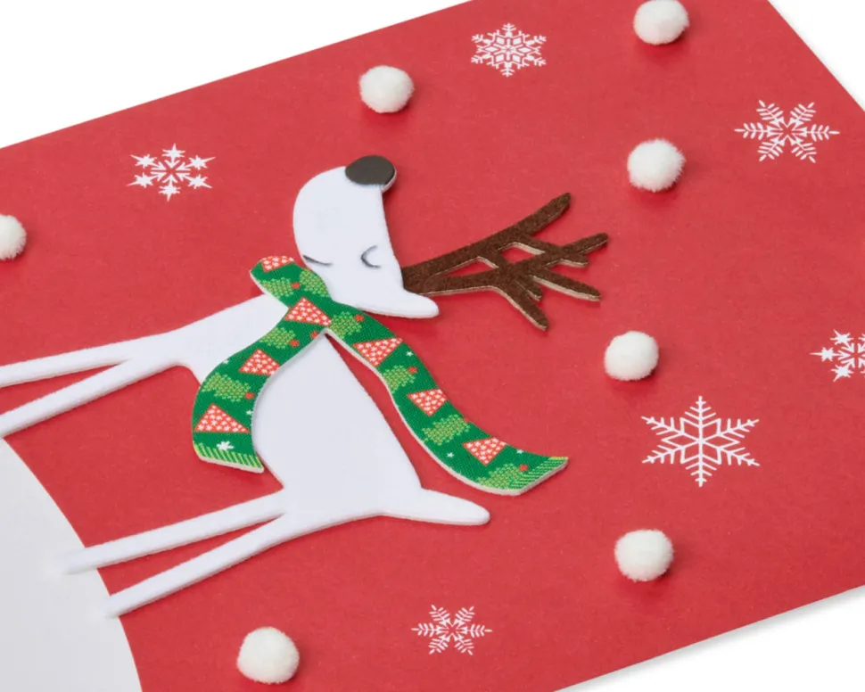 Reindeer in Snow Happy Holidays Greeting Card
