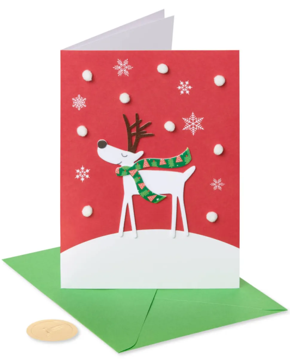 Reindeer in Snow Happy Holidays Greeting Card