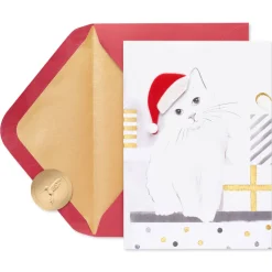 Santa Hat Kitty Holiday Boxed Cards, 8-Count