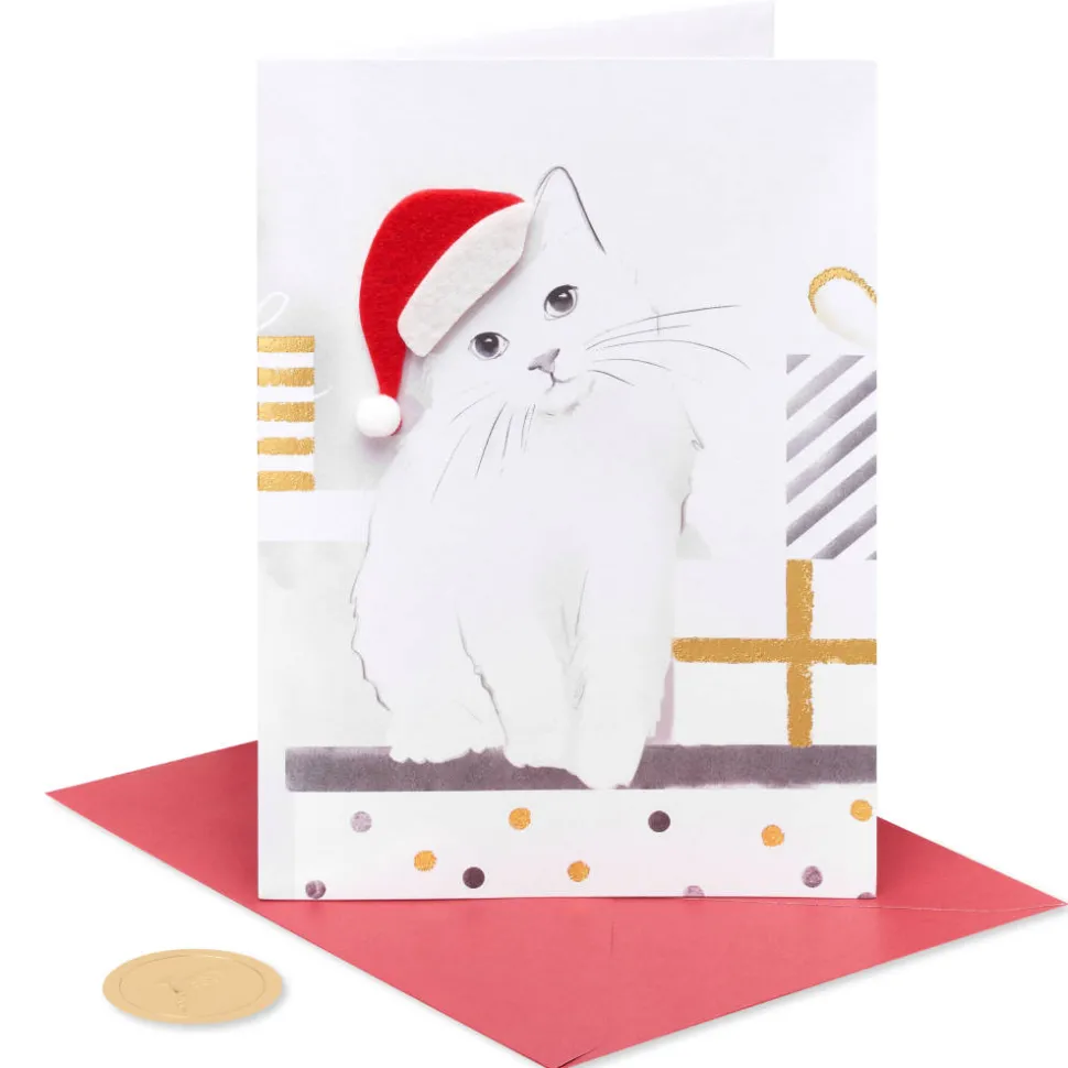 Santa Hat Kitty Holiday Boxed Cards, 8-Count