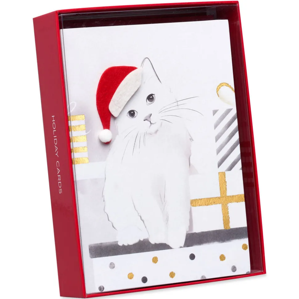 Santa Hat Kitty Holiday Boxed Cards, 8-Count