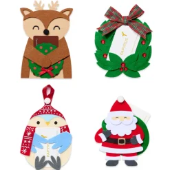 Santa, Reindeer, Penguin and Wreath Christmas Gift Card Holders 4-Count