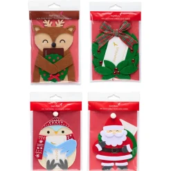 Santa, Reindeer, Penguin and Wreath Christmas Gift Card Holders 4-Count