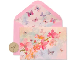 Scattered Blossoms Boxed Blank Note Cards with Glitter and Envelopes – BCRF Partnership, 12-Count