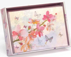 Scattered Blossoms Boxed Blank Note Cards with Glitter and Envelopes – BCRF Partnership, 12-Count