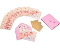 Scattered Blossoms Boxed Blank Note Cards with Glitter and Envelopes – BCRF Partnership, 12-Count