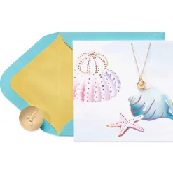 Seashell Necklace Blank Greeting Card with Necklace