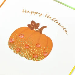 Sequin Pumpkin Happy Halloween Greeting Card