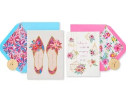 Shoes and Terrarium Birthday Greeting Card Bundle for Her, 2-Count