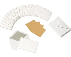 Silver Border Thank You Boxed Blank Note Cards and Envelopes, 16-Count