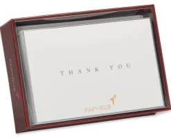 Silver Border Thank You Boxed Blank Note Cards and Envelopes, 16-Count