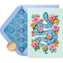 Snake and Flowers Blank Greeting Card