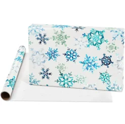 Snowflakes, Silver, Forest Holiday Wrapping Paper Rolls, 3 Rolls