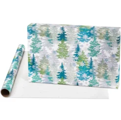 Snowflakes, Silver, Forest Holiday Wrapping Paper Rolls, 3 Rolls