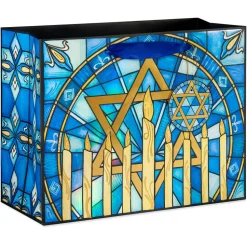 Stained Glass 13″ Large Hanukkah Gift Bag, 1 Bag