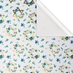 Star of David and Gold Hanukkah Wrapping Paper Rolls, 2 Rolls