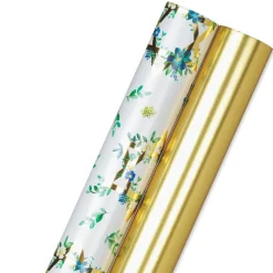 Star of David and Gold Hanukkah Wrapping Paper Rolls, 2 Rolls