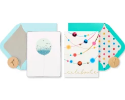 Streamers and Balloons Birthday Greeting Card Bundle, 2-Count